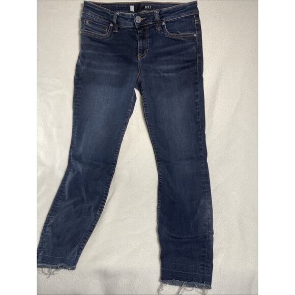 Kut from the Kloth Jeans Women 4 Blue Straight Mid Rise Stretch Distressed - Picture 1 of 8